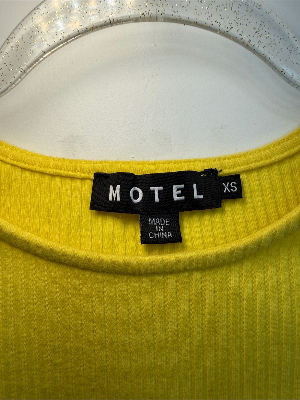 Motel Rocks Bright Yellow Ribbed Drawstring Crop Top - Picture 2 of 3